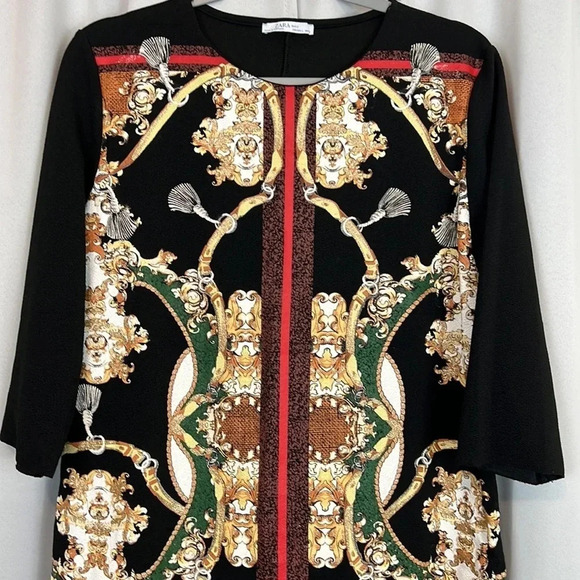 Zara Print 3/4 Sleeve Dress Size Large - Picture 4 of 5